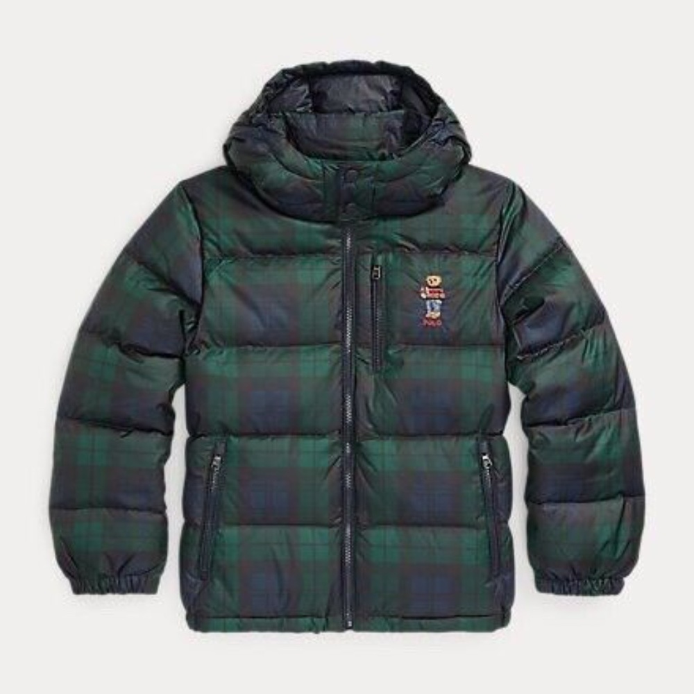 Polo Ralph Lauren Boys Plaid Down Jacket Large 14 - 16 NWT!
